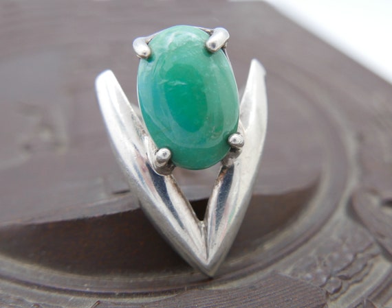 Vintage Abstract Tulip sterling Silver Turquoise … - image 1