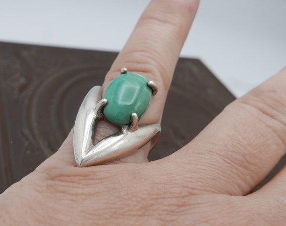 Vintage Abstract Tulip sterling Silver Turquoise … - image 4