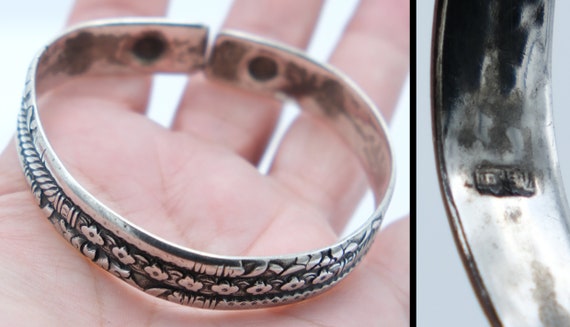 Chinese Qing Dynasty Split Silver Bangle Bracelet… - image 2