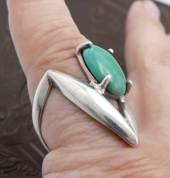 Vintage Abstract Tulip sterling Silver Turquoise … - image 3