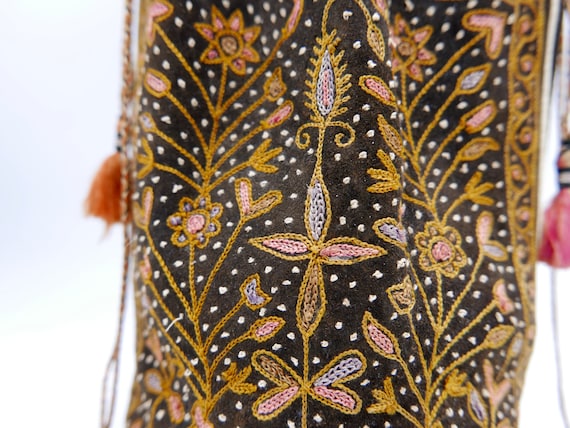 Antique Ornate Embroidered Barrel Purse India Hun… - image 7