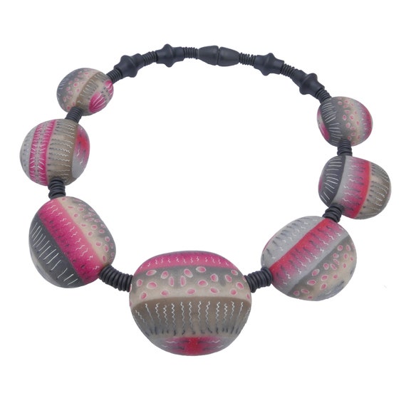 Artisan Polymer Clay Necklace Melanie West Studio Jewelry Signed