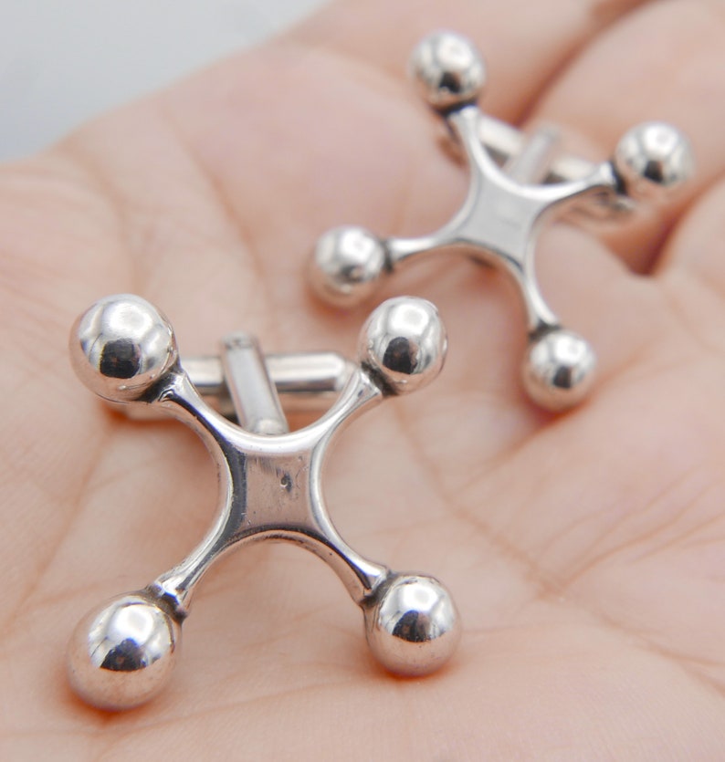 Vintage Ed Levin Jacks X Sterling Silver Cufflinks Modernist Abstract
