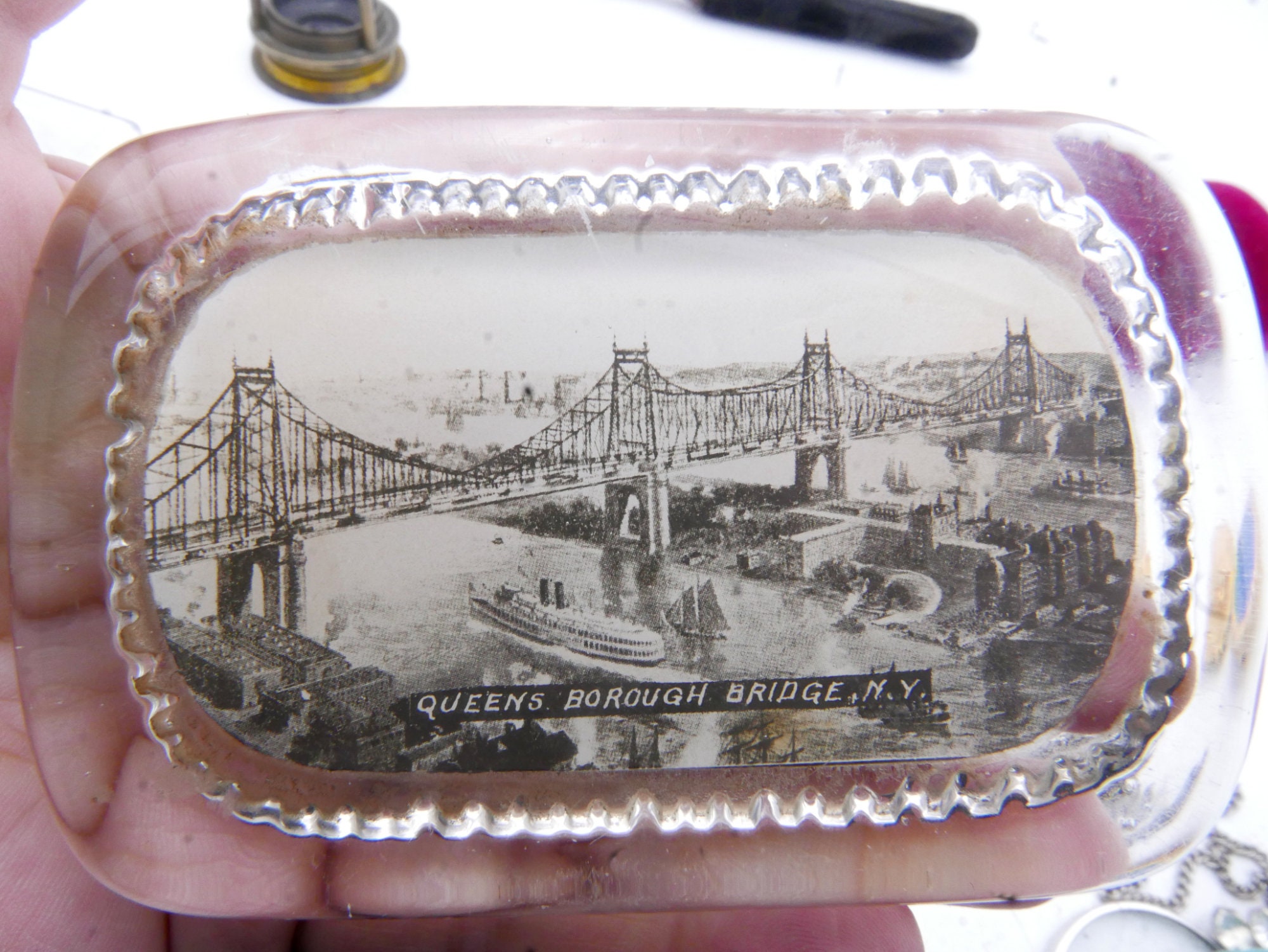 Antique Queesnborough Bridge NYC Queens NY Paperweight Souvenir - Etsy