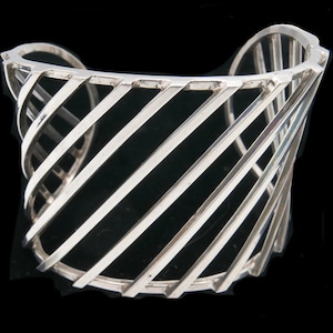 Vintage Sterling Silber skulpturale Manschette Armband geometrische Linien Modernist