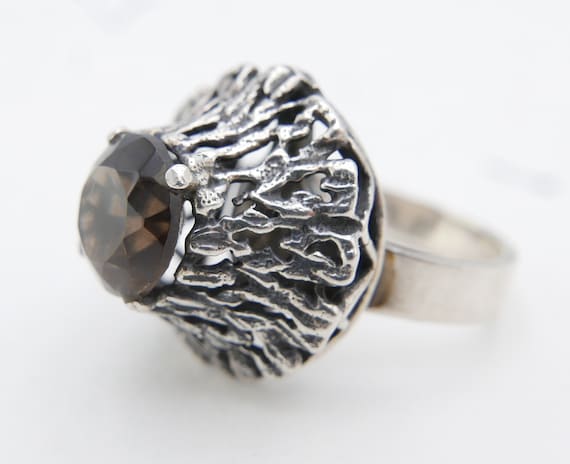 Vintage Erik Granit Sterling Silver Smoky Quartz … - image 1