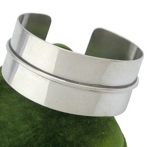 Modernist Vintage Orb Streamline Cuff Bracelet Sterling Silver Artist Signed