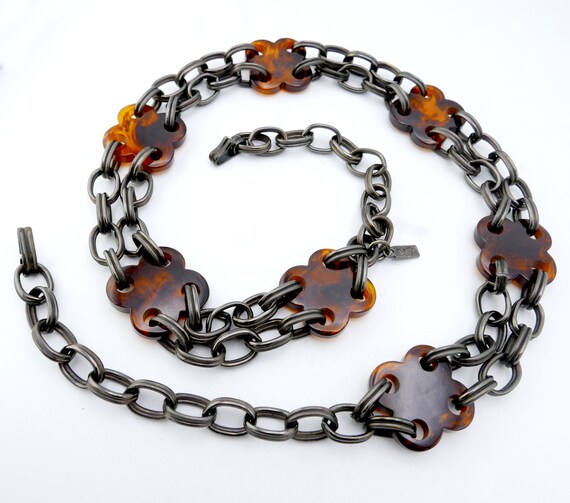 Vintage 1970s Yves St Laurent Gun Metal Chain Tor… - image 2