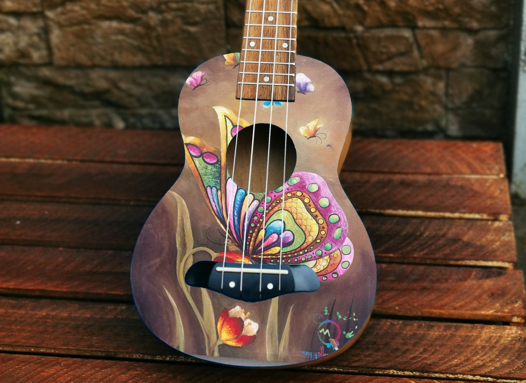 Butterflies Illustrated Handmade Custom Ukulele Etsy