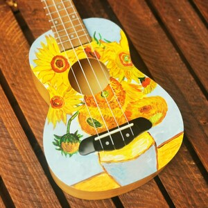 Hand Painted Soprano ukulele - Sunflowers by Vincent van Gogh