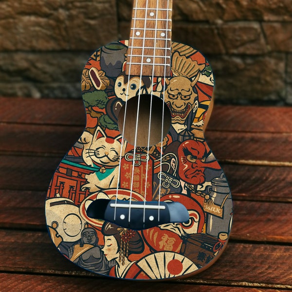 Japan - illustrated Handmade Custom Ukulele