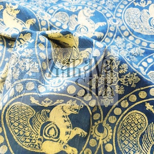 2 Meter Printed Silk Blockprinting Byzantine Rus Stempel bedruckte Stoffe bedruckte Seide Reenactment Kiewer Rus Byzanz Moscevaya Balka