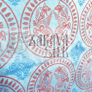 1,44 Meter Bedruckte Stoff Seide Blockprinting Byzantinischer Kiever Rus bedruckte Seide Stempel bedruckte Stoffe Reenactment Kiewer Rus Byzanz