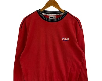 Sudadera vintage de los 90 Fila Intimo, jersey con logo grande, sudadera roja talla grande