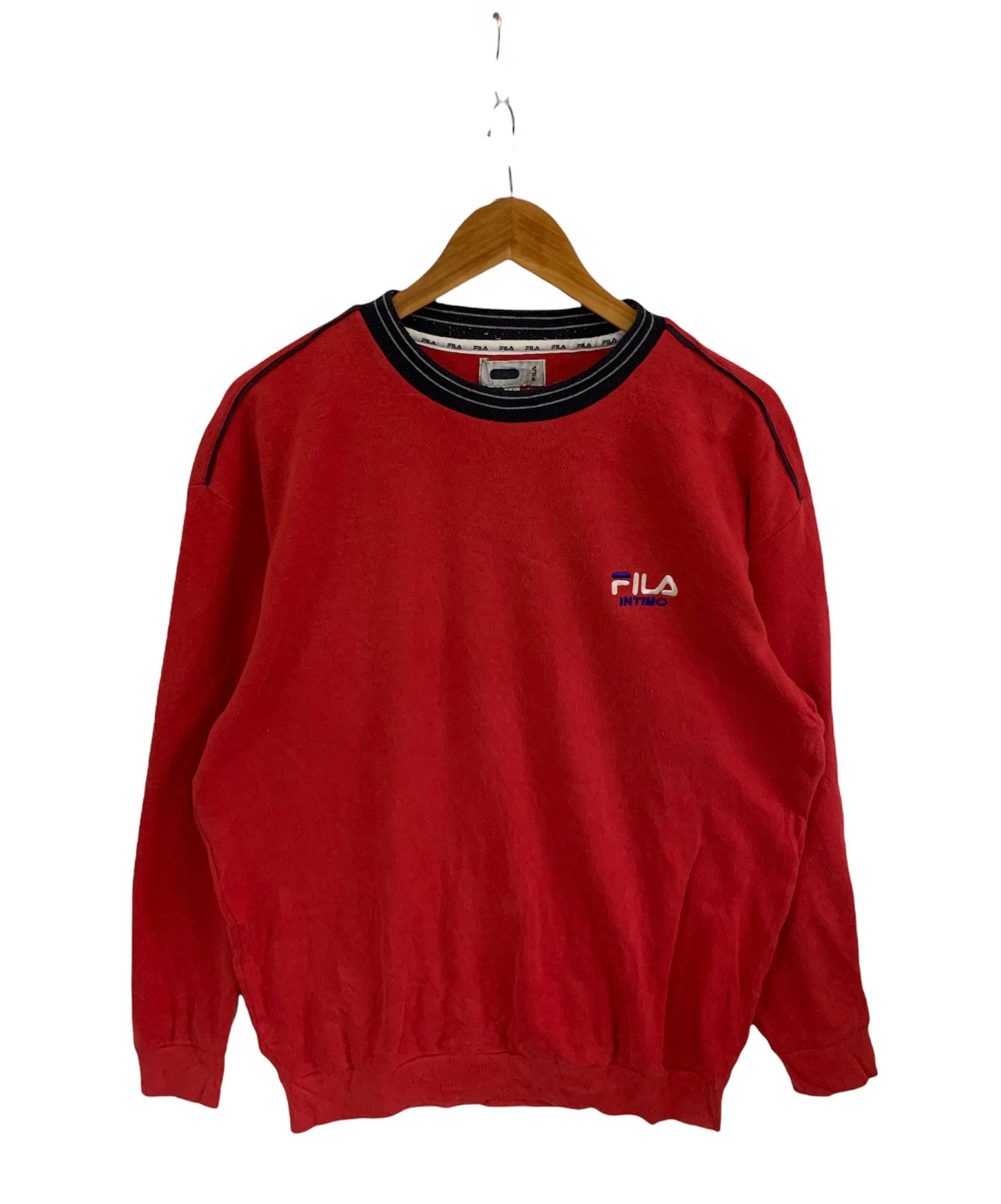 Vintage 90s Fila Intimo Sweatshirt Big Logo Jumper Pullover Red ...