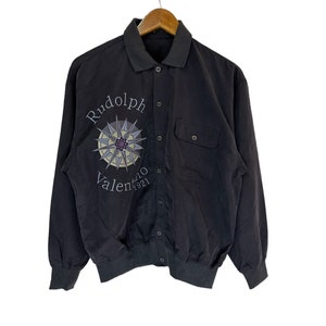 Chaqueta bomber vintage con botones y logo grande de Rudolph Valentino