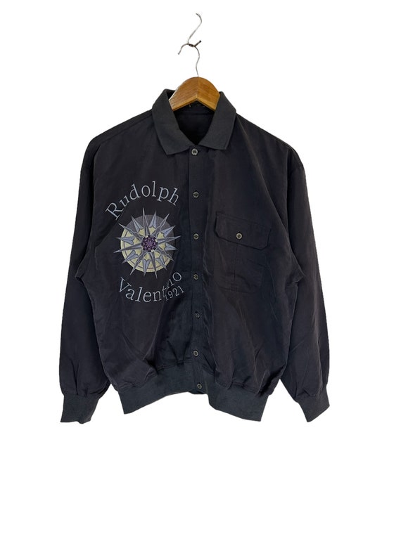 Vintage Rudolph Valentino Big Logo Bomber Jacket Button Ups