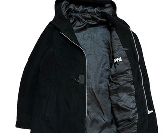 Vintage PPFM Fur Hoodie Double Breasted Zipper Wool Jacket