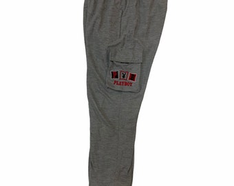 Pantalones deportivos estilo jogger de los 90 de Playboy, con logo bordado grande, estilo hip hop y casual.