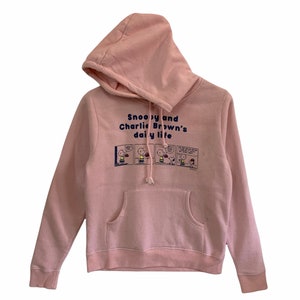 vintage 90s snoopy charlie brown sweatshirt hoodie pink for women hoodie big logo medium size cartoon sweatshirt hoodie