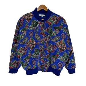 vintage 90s bomber jacket full print nylon jacket light all over print