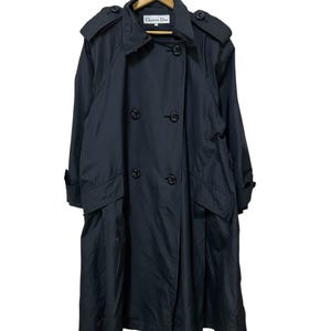vintage 90s christian dior trench coat overcoat black women jacket size 40