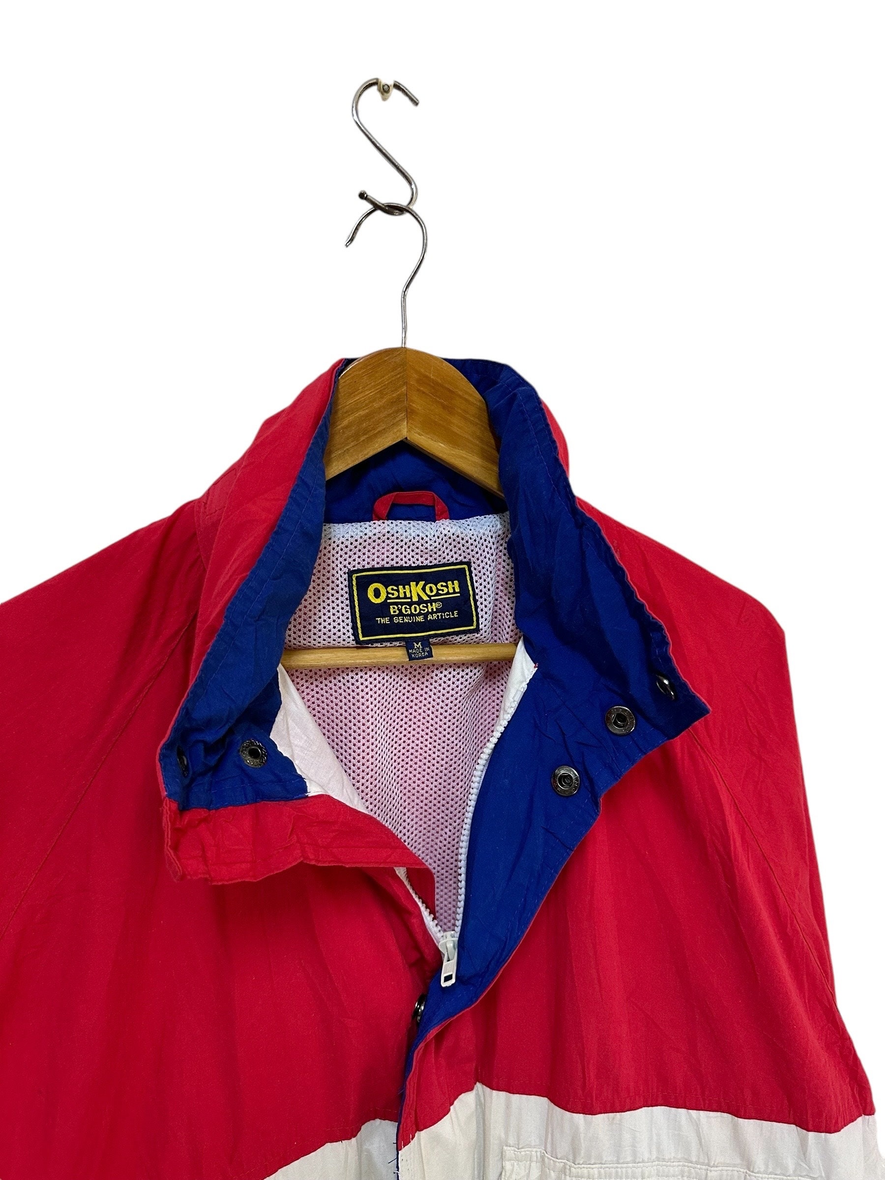 Vintage 90s Oshkosh Light Bomber Jacket White Red Rare Design - Etsy