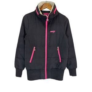 vintage fiorucci jacket women small logo black pink jacket
