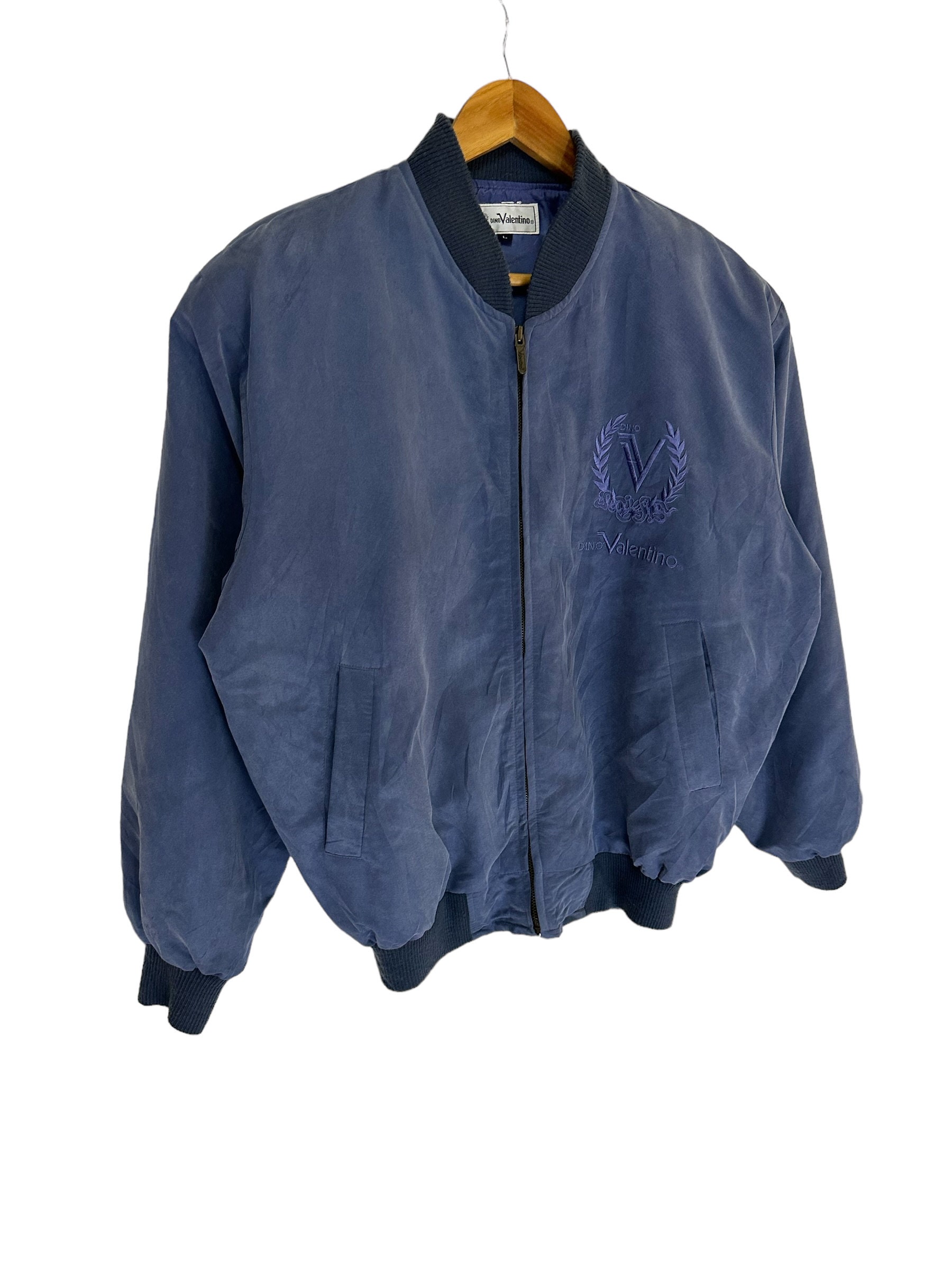 Vintage Dino Valentino Bomber Jacket Embroidery Logo Italian