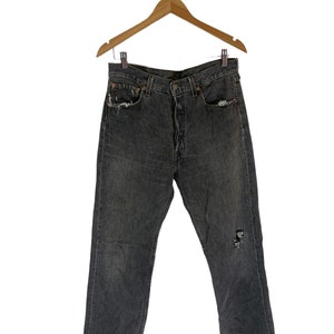 vintage 90s levis 501 ripped jeans very worn made in usa