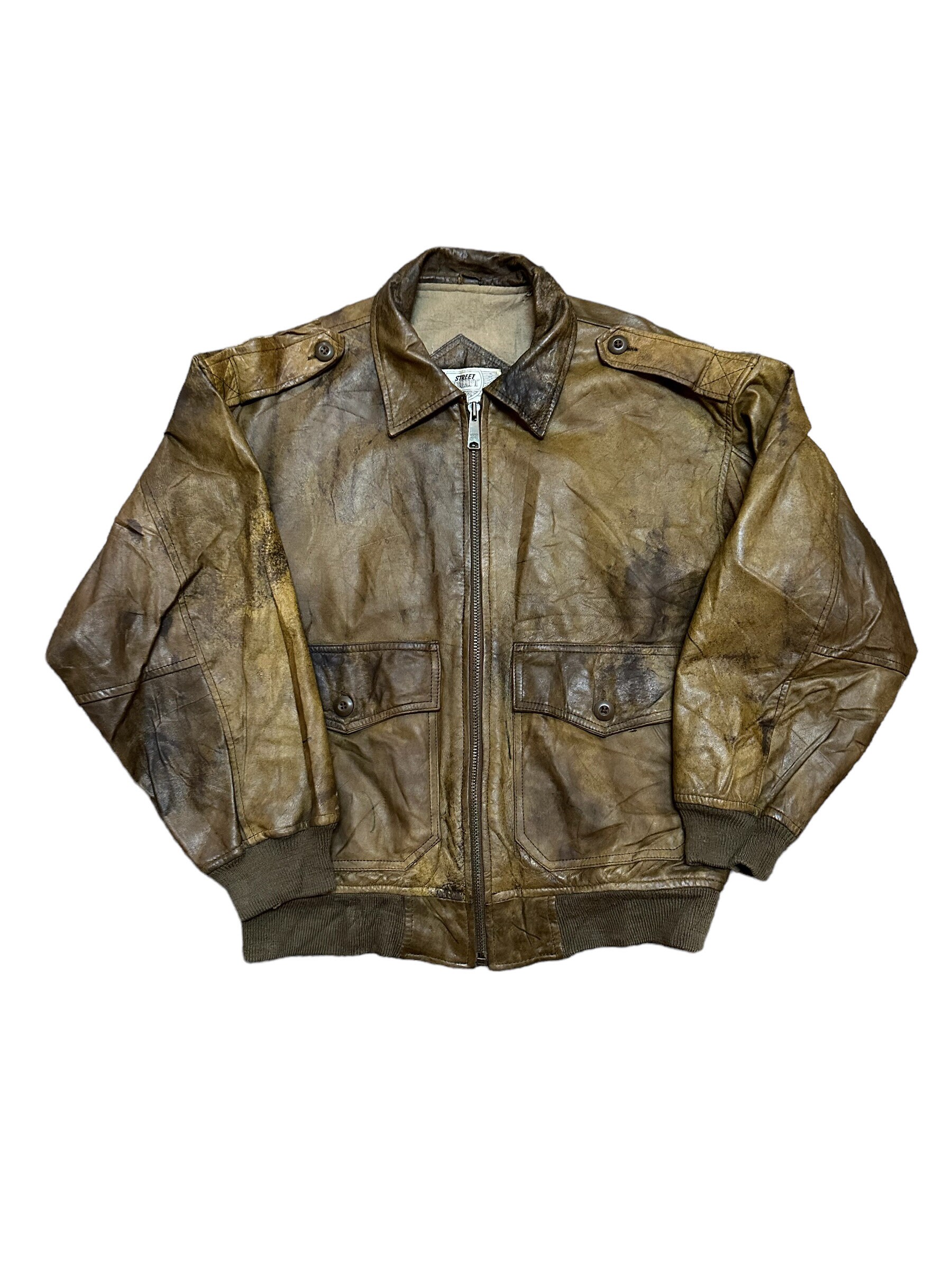 ジャケット・アウター 90s WORKERS HOLIC Leather Bomber Jacket Oversized 90s Leather Bomber Jacket, Vintage Leather Bomber