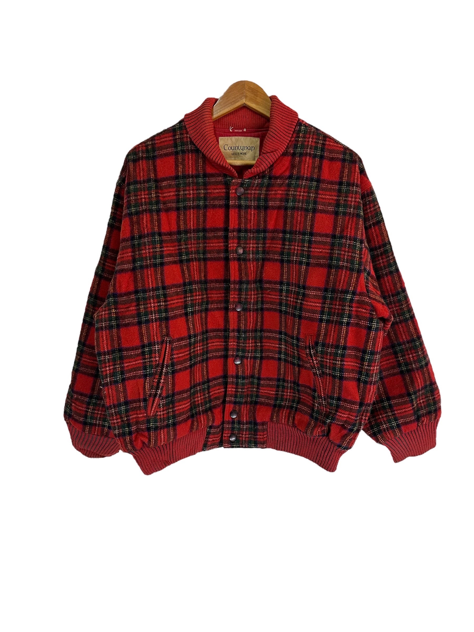 Vintage 80s 90s Countynap Plaid Tartan Bomber Wool Jacket Vintage 80s 90s Countynap Plaid Tartan Bomber Wool Jacket
