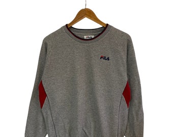 Sudadera Fila vintage de los 90 con logo grande y estampado de letras, jersey tipo jersey, talla grande para hombre.