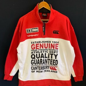 vintage canterburry half zipped big logo jumper pullover sweatshirt large size hip hop swag rugby canterburry new zealand