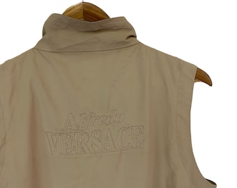 vintage alfredo versace vest big logo italian designer