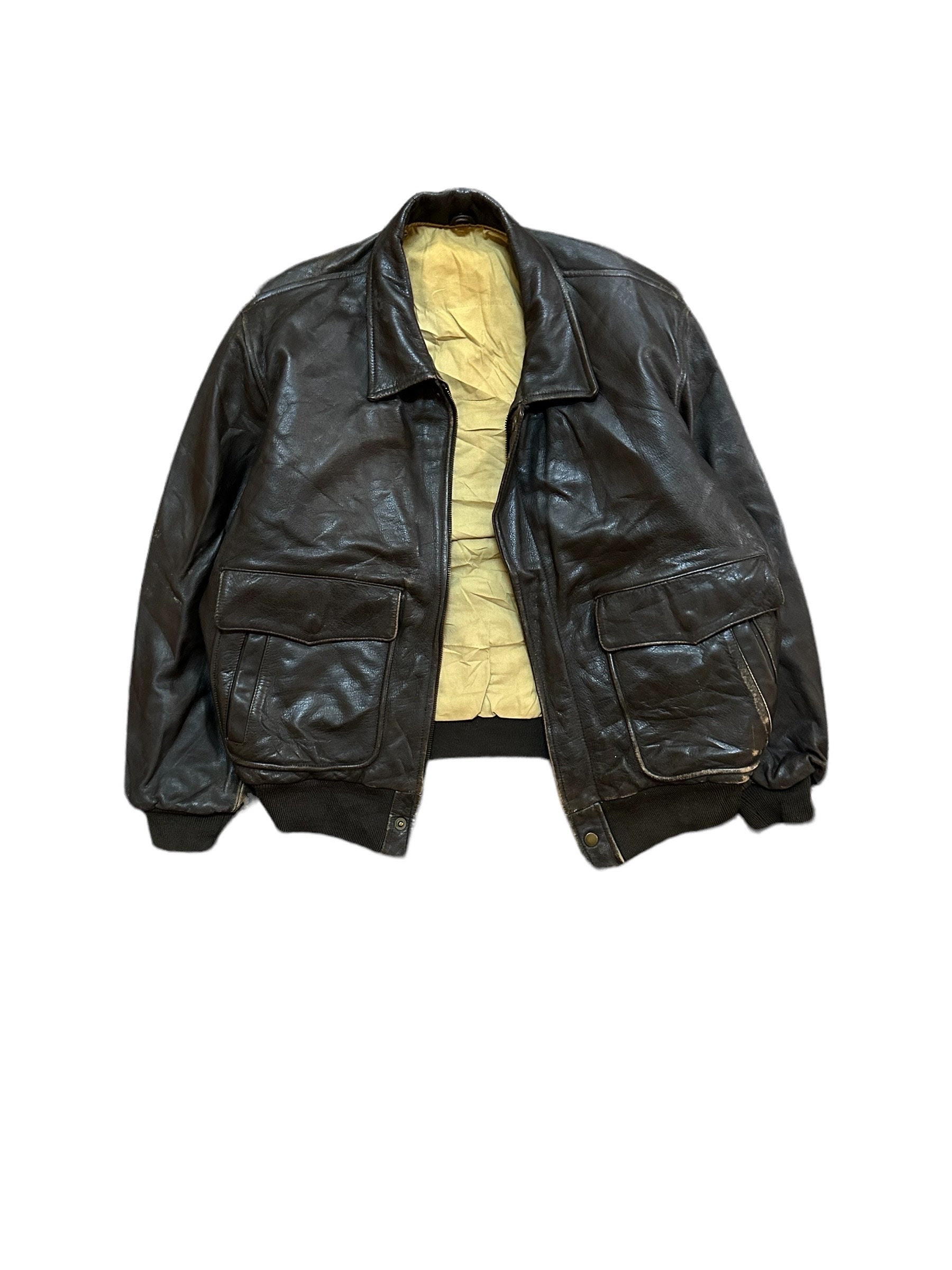 Vintage 90s Disterssed Leather Jacket Double Pocket - Etsy