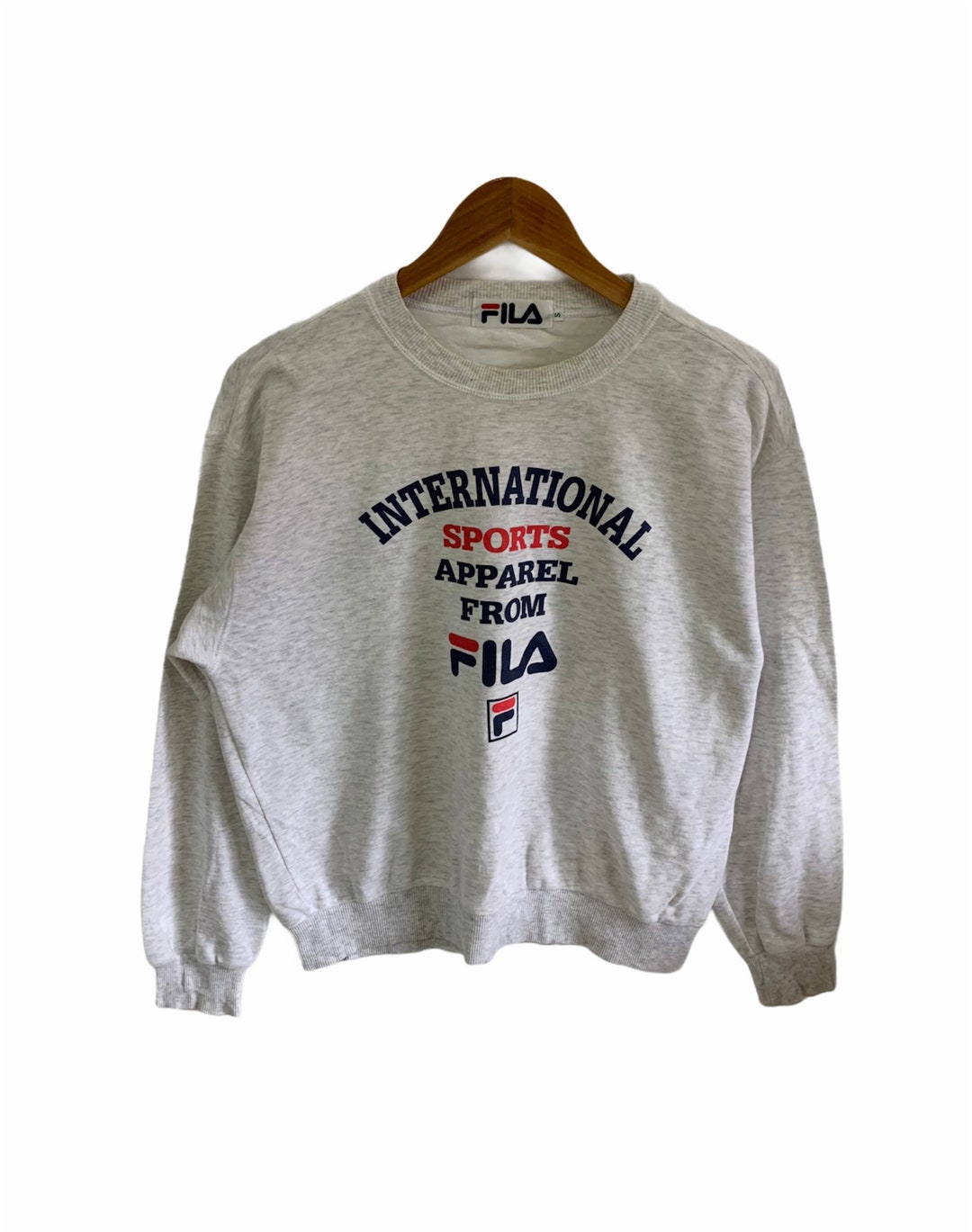 Vintage 90s Fila Sweatshirt Polyster Cotton Big Logo Spellout