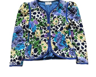 vintage anos 80 david molho blazer acolchoado flora feito na França