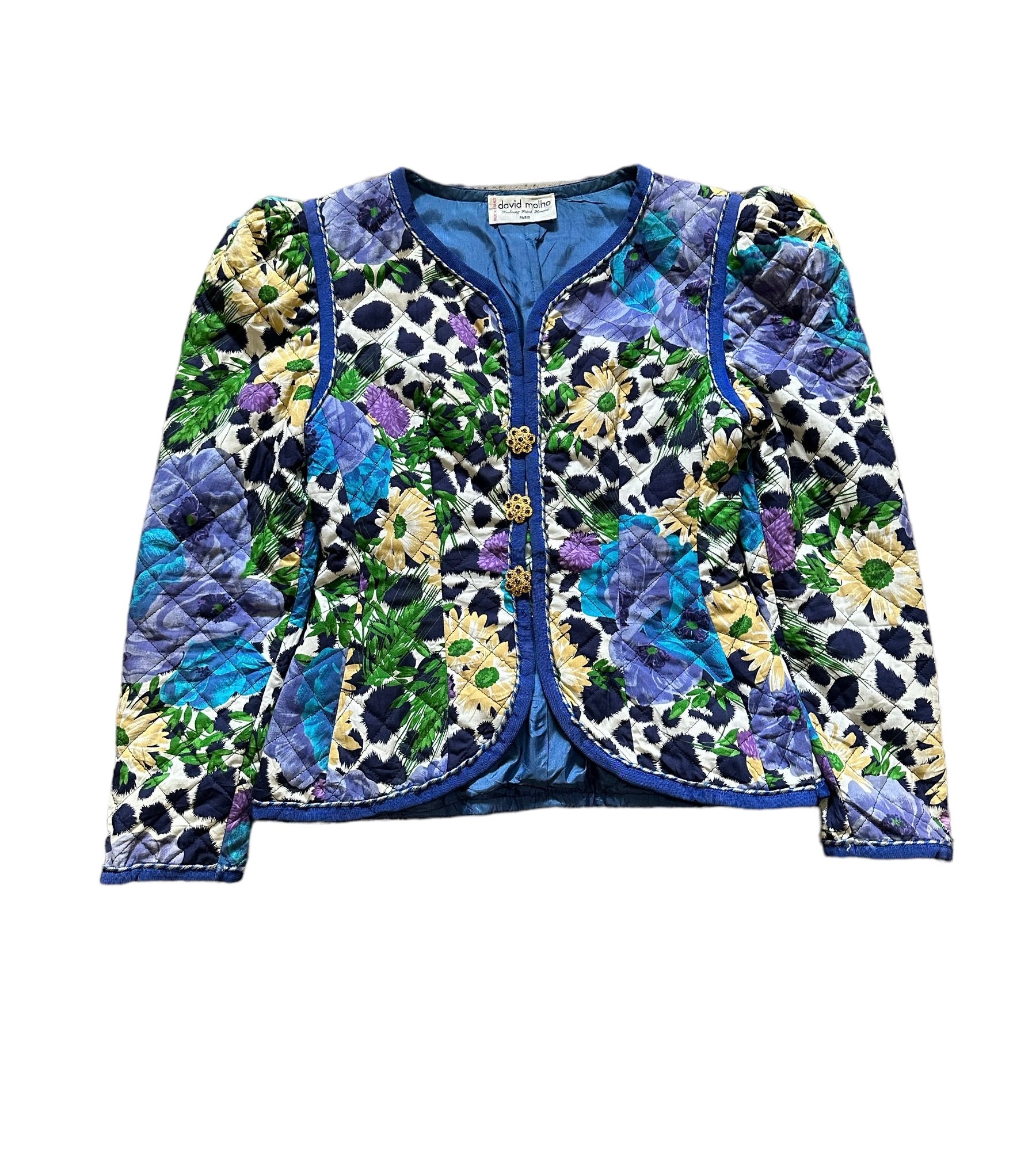 David Molho ダヴィッドマルホ　フランス製　ヴィンテージ　ジャケット Vintage 80s David Molho Quilted Blazer Flora Made in France - Etsy