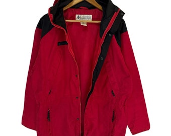 Chaqueta con capucha vintage de la empresa Columbia Sportswear de los años 90, moda para actividades al aire libre.