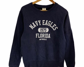 vintage 90s avirex sweatshirt big logo navy eagles florida crewneck jumper pullover vintage army sweatshirt