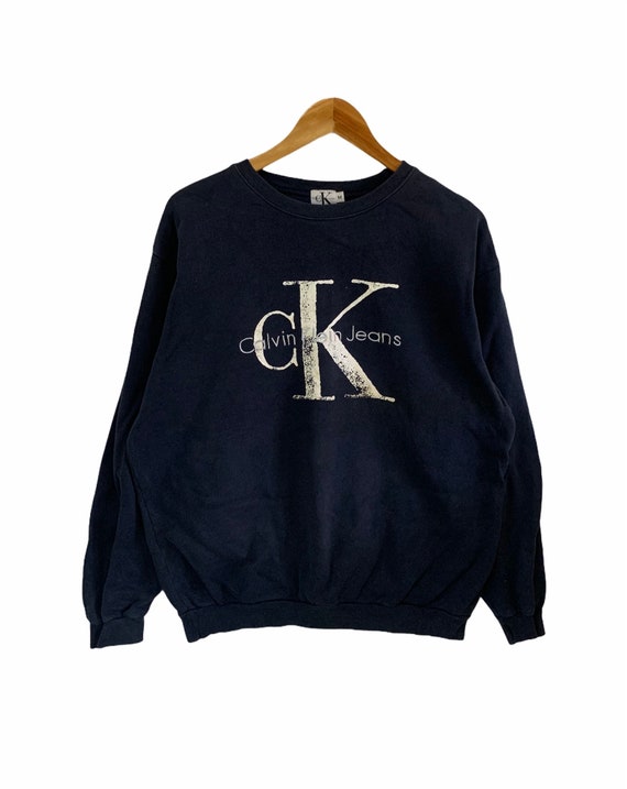 Vintage 90s Calvin Klein Jeans Sweatshirt Big Logo Embroidery Spellout Logo  Jumper Medium Size - Etsy