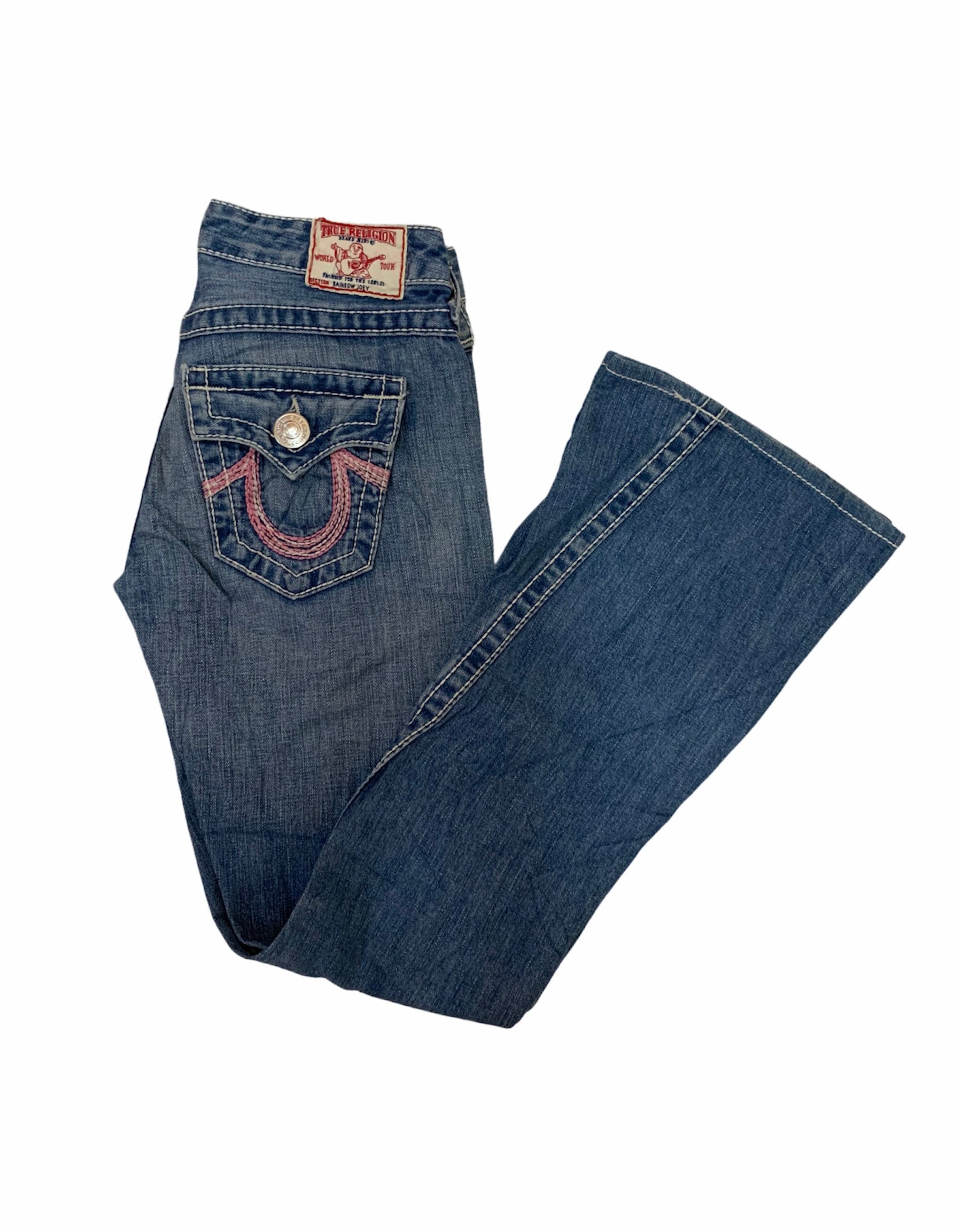True Religion Y2K Joey Big T Rainbow 30 Embroidered Pocket