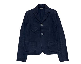 vintage 90s france designer a.p.c blazzer small size 2 button rare 2 pocket jacket nicely faded