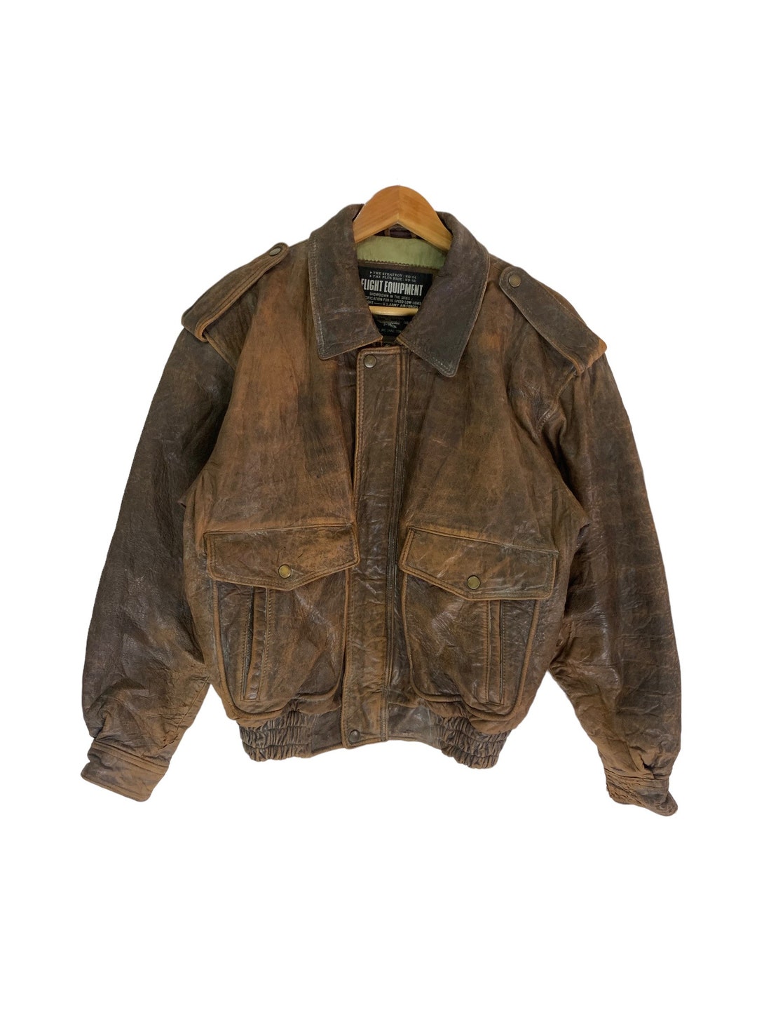 Vintage 90s Leather Jacket Flight Equipment Jacket Us Army Jacket - Etsy