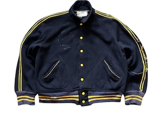 Vtg 50's Lasley Knitting Co. Letterman Jacket Sz 38 Wool Blue