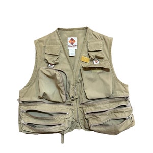 Gilet De Pêche Columbia PFG Vintage - Années 90 - Gris Taille L - Multipoches Cargo