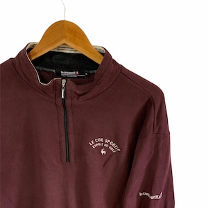 vintage le coq sportif sweatshirt half zipped jumper pullover large size maroon sweater sweatshirt le coq jumper sports