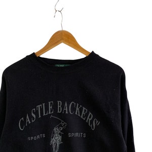 vintage 90s castle backers australia polo sports sweatshirt big logo jumper pullover equestrian club black sweatshirt