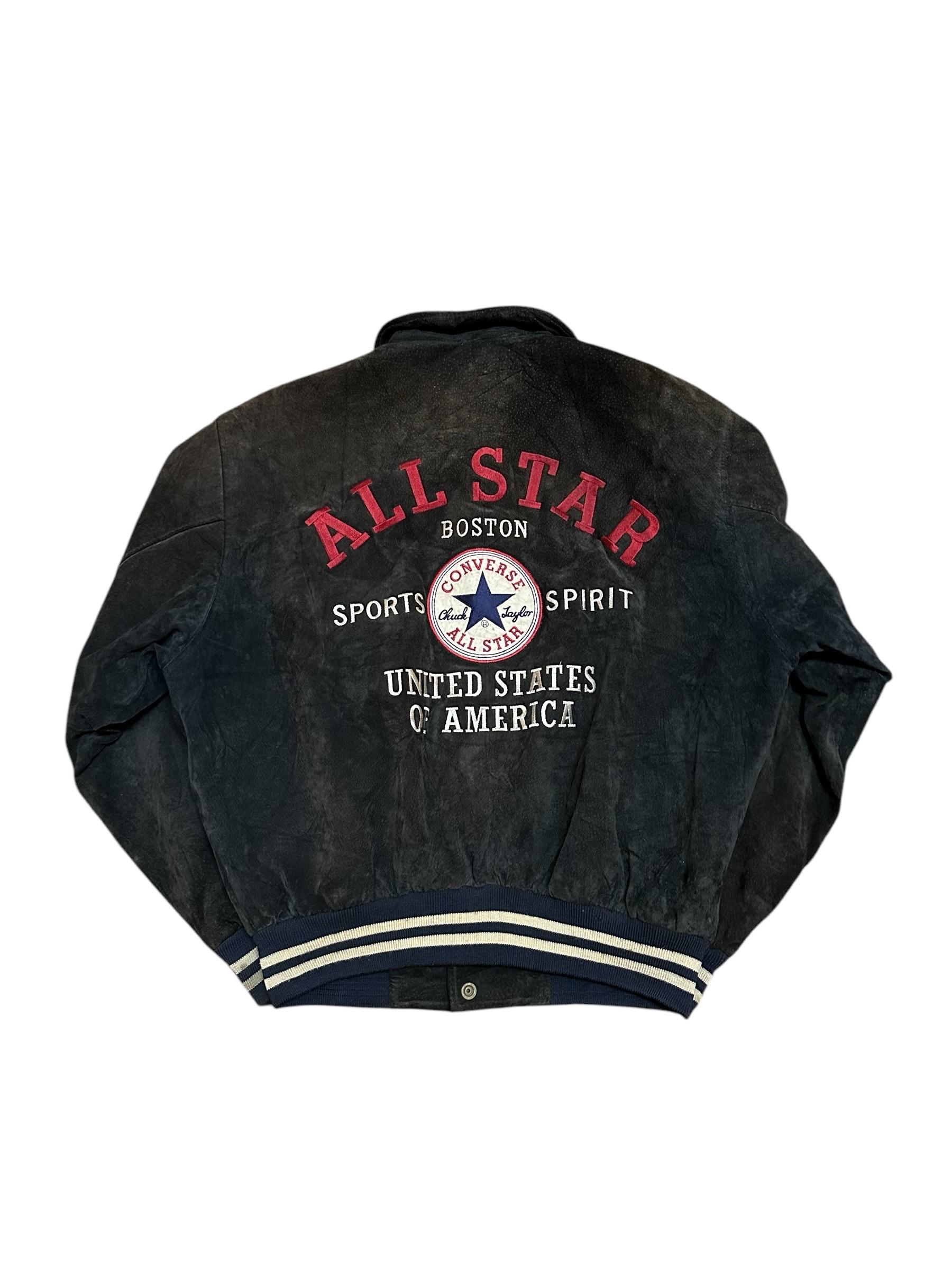 Converse Leather Jacket - Etsy
